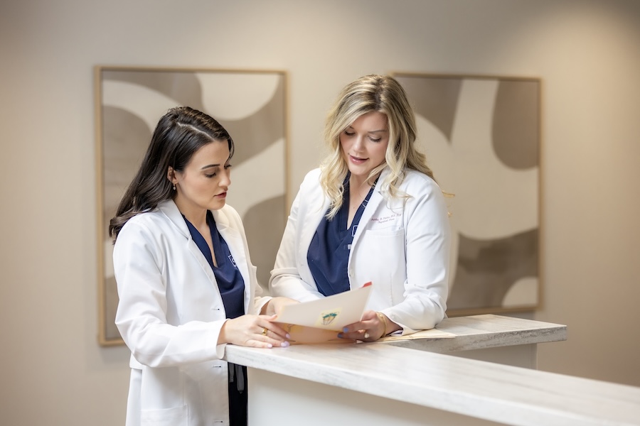 Ashley Patchin, RN, BSN and Adrienne Branch, MSN, AGACNP-BC expert injectors at Clymer Facial Plastic Surgery